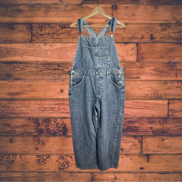 We The Free Denim - We the Free People Ziggy Overalls Women's Sz Large Powder Blue Denim Overalls